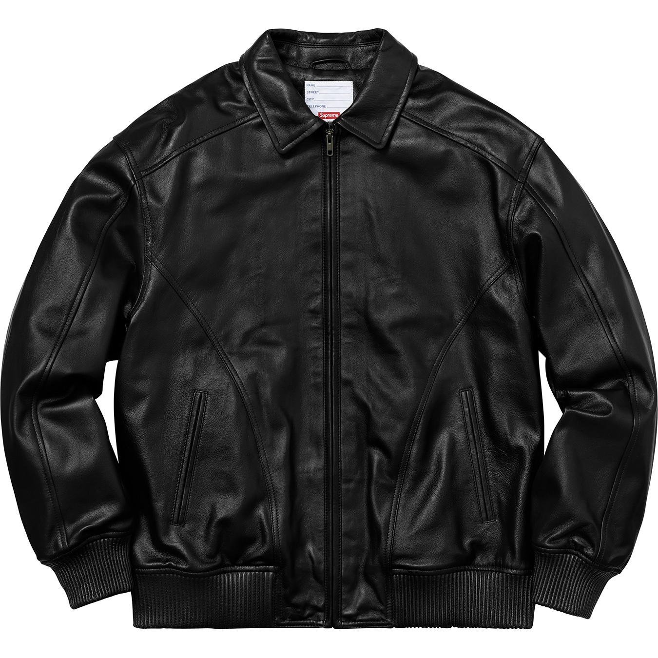 Studded Arc Logo Leather Jacket view 7